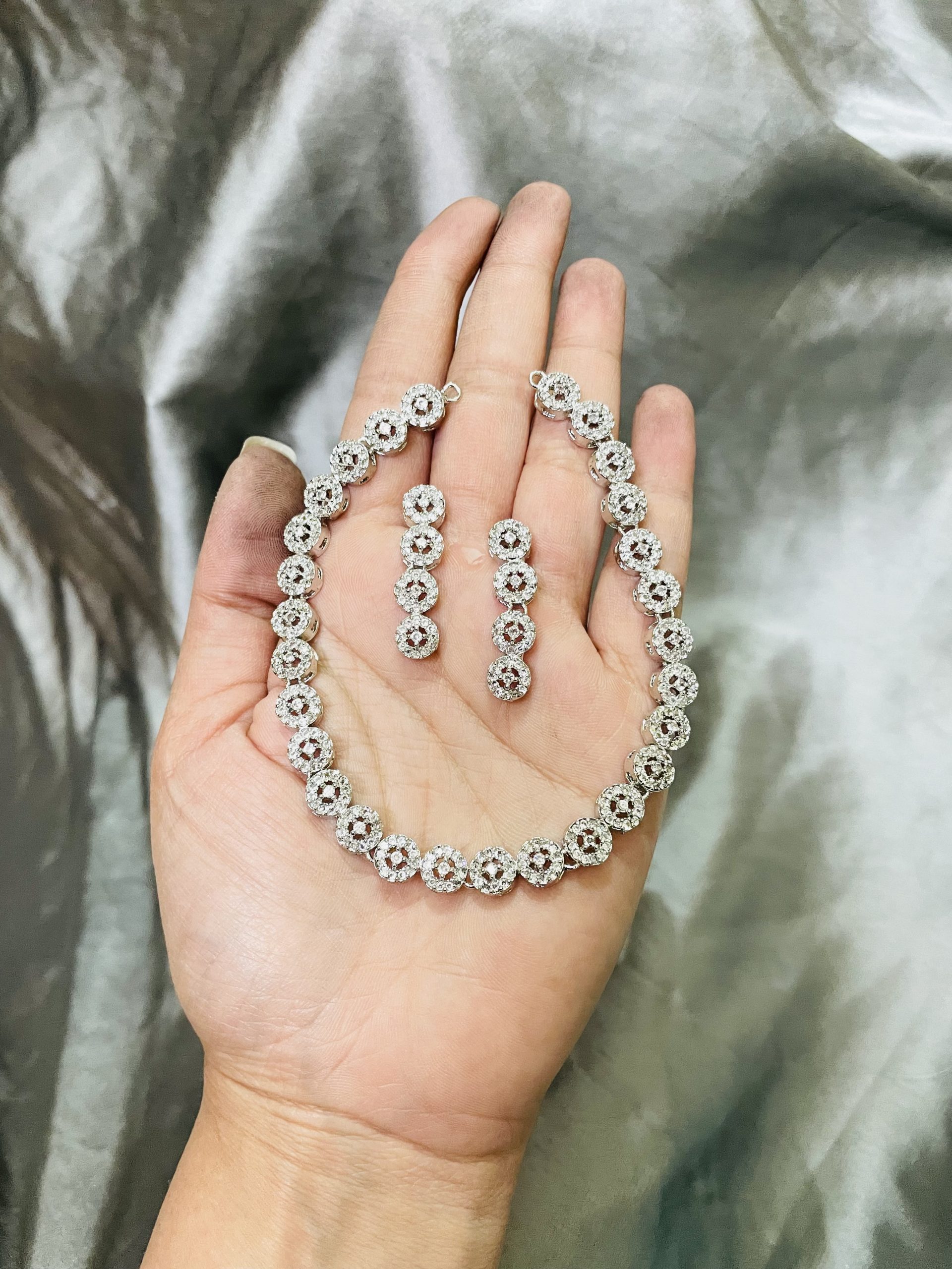 Small flower single line American diamond necklace – Sajana by Shagun