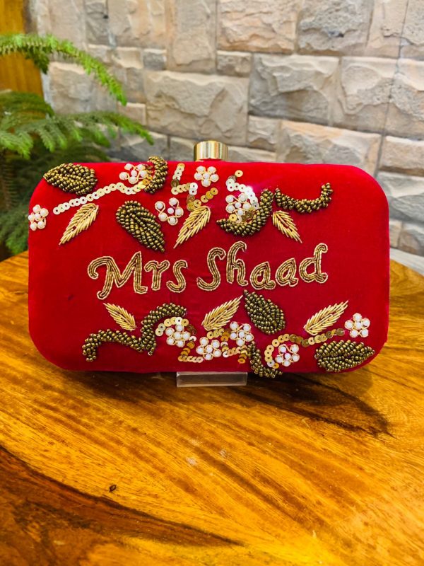 Name clutch red Sajana by Shagun