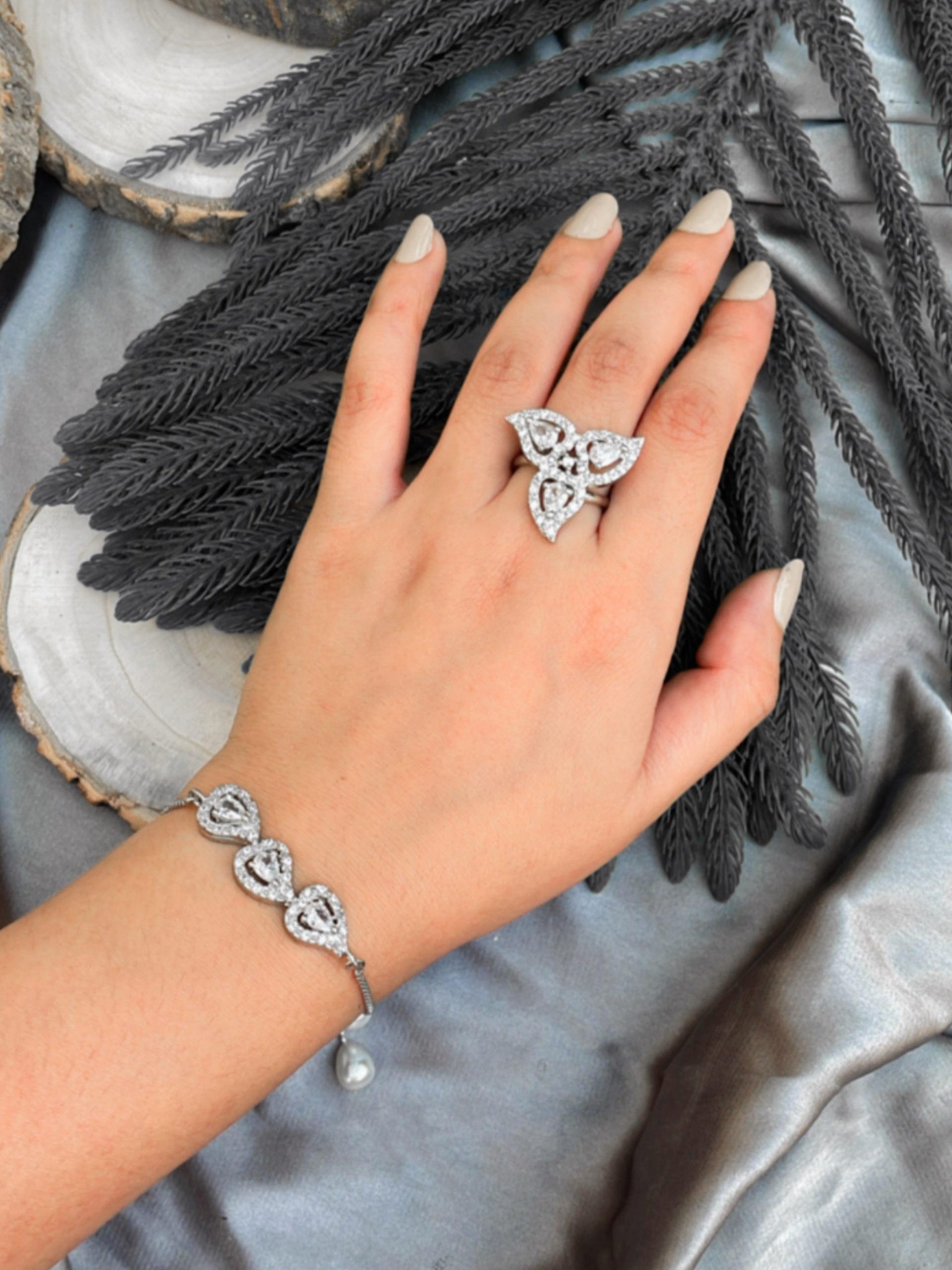 Bracelet with ring combo Sajana by Shagun