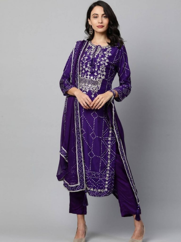 Purple pant suit with dupatta Sajana by Shagun