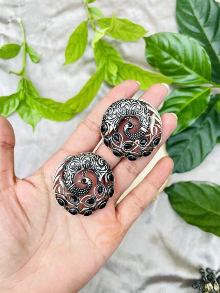 Round Peacock earrings
