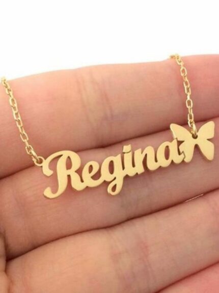 Name necklace with butterfly