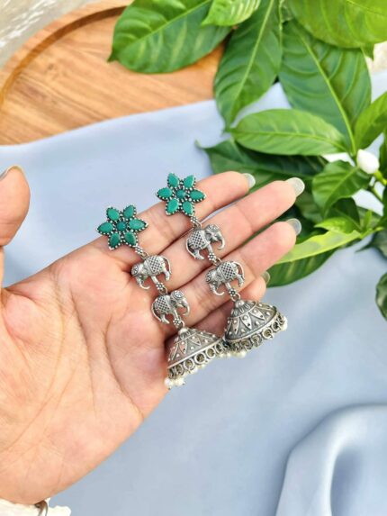 Elephant jhumka brass earrings