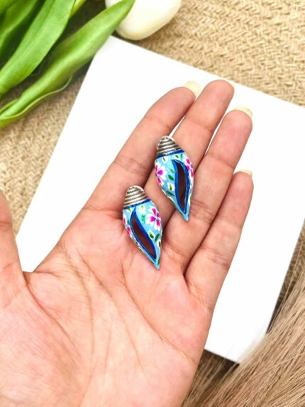 Shell hand painted earrings