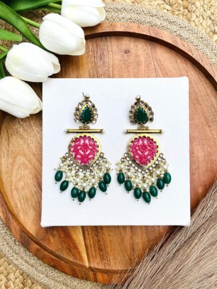 Rashi earrings pink green