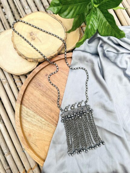 Elephant hanging brass long necklace
