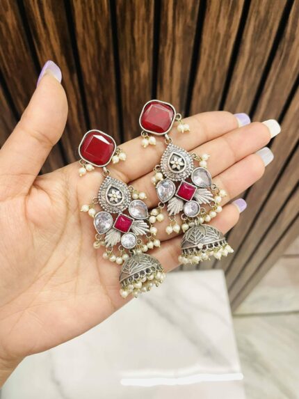 Shakti brass earrings Ruby