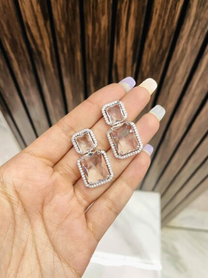 Two square ad earrings