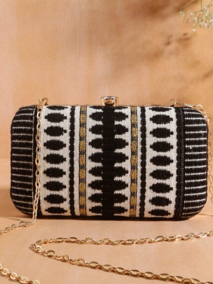 Designer clutch black stripe
