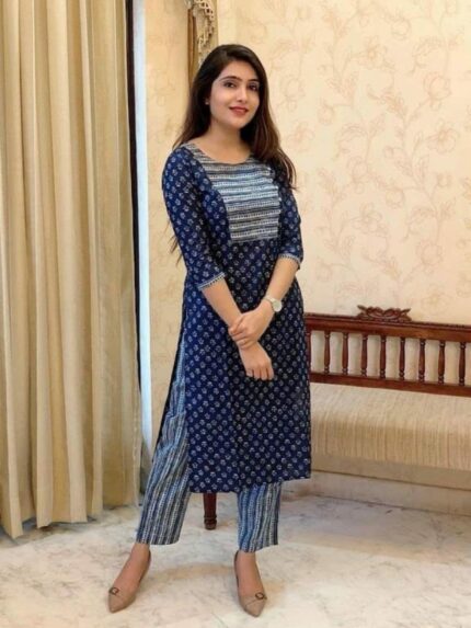 blue kurta pant set