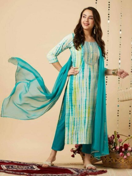 Embroided kurta set with dupatta