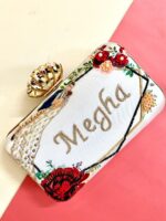 Embroidery print name clutch