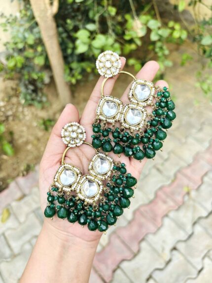 Geet Chandbali earrings green