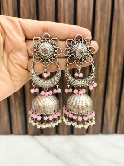 Kamya brass jhumka Pink