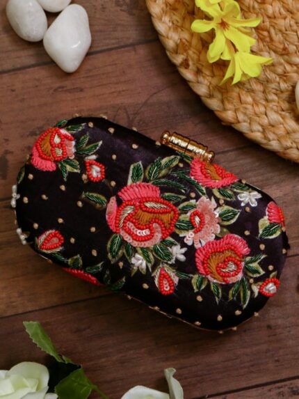 Printed Embroidery clutch
