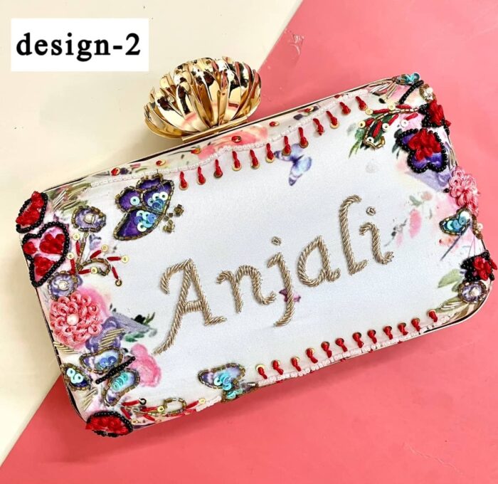 Embroidery print name clutch - Image 7