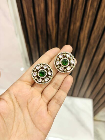 Diksha ad kundan Earrings Green