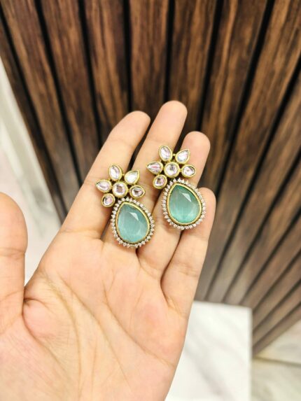 Twinkle ad kundan Earrings Mint