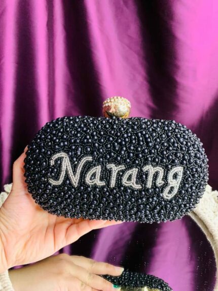 Pearl Name clutch Black