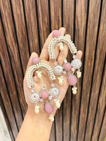 Rimpy brass Earrings Pink