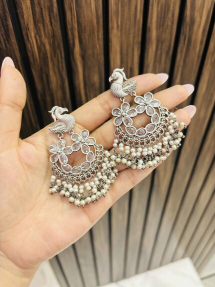 Mor flower brass earrings