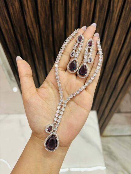 Two drop ad necklace Purple