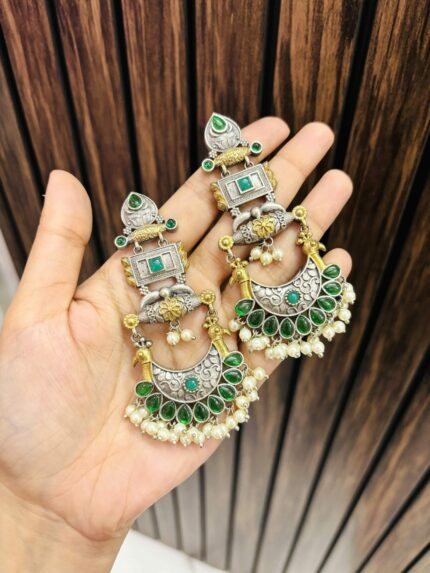 Aysha brass earrings Green