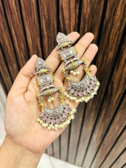 Aysha brass earrings Pink