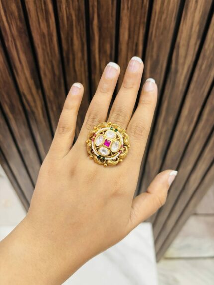 Polki kundan paisley Ring