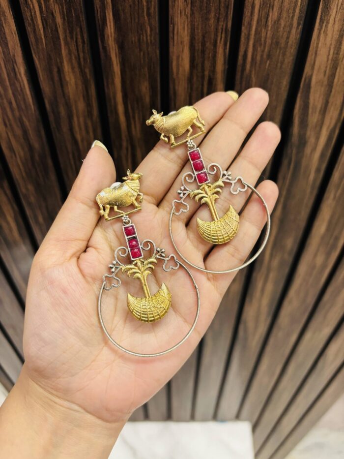 Ruby Ring brass Earrings - Image 1