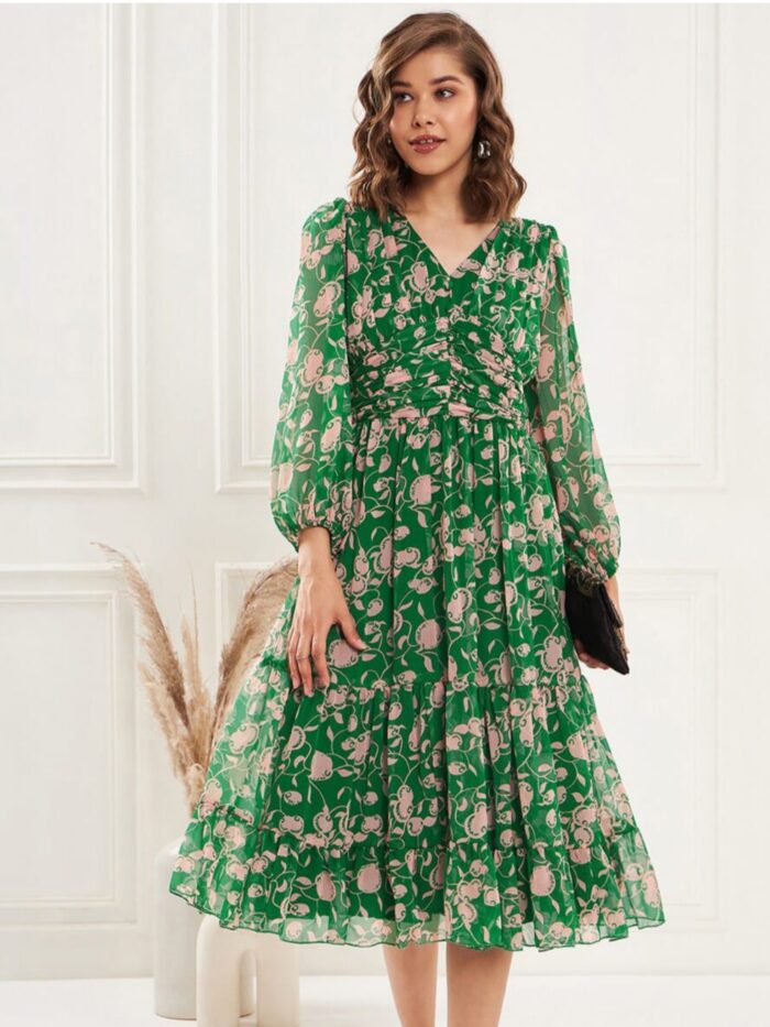 IMG_1928 Green floral dress - Image 1