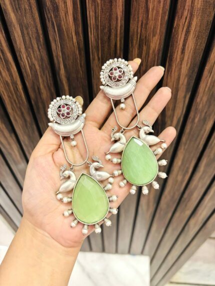 Sanskrit brass Earrings Green