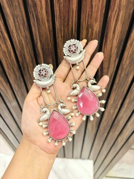 Sanskrit brass Earrings Pink