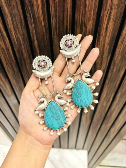 Sanskrit brass Earrings turquoise