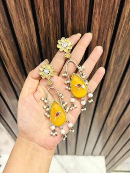 Panchi brass earrings yellow