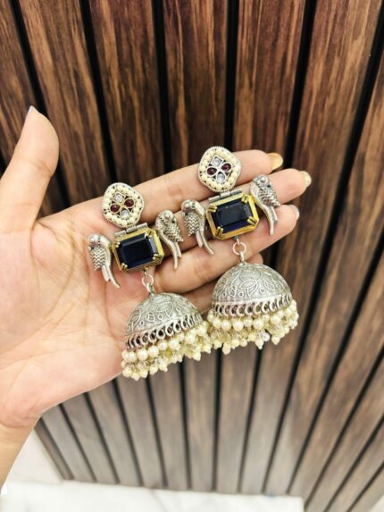 Salony brass Earrings blue
