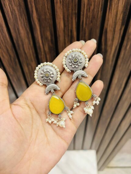 Shipra brass earrings Yellow