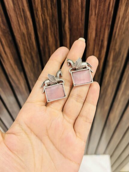 Unicorn brass Earrings pink