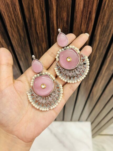 Dipti brass Earrings Pink