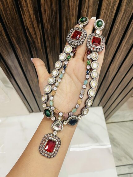 Nuri ad polki necklace 2 layer Multi
