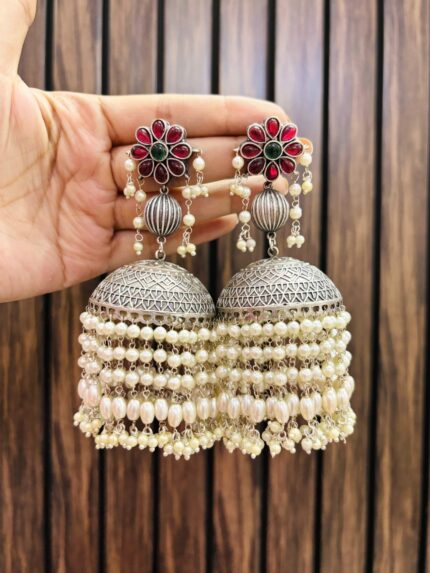 leaf Pearl brass Jhumka