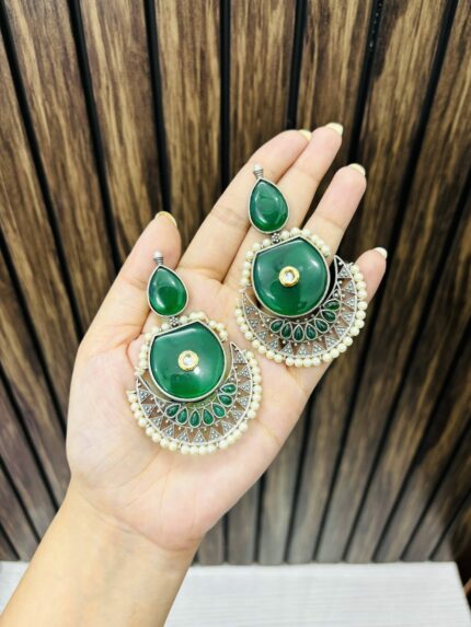 Dipti brass Earrings Green