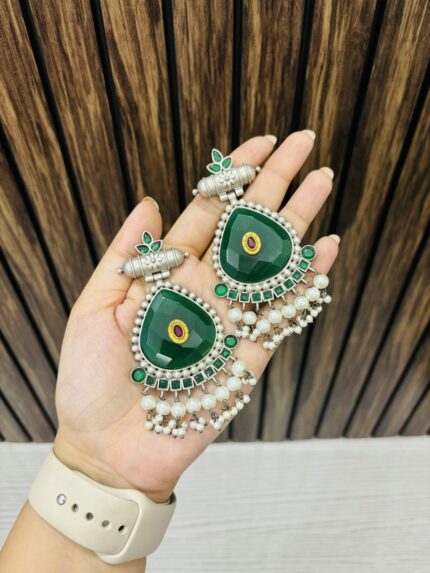 Rachna brass earrings Green