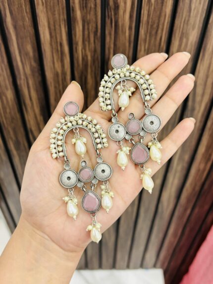 Aparna brass earrings pink