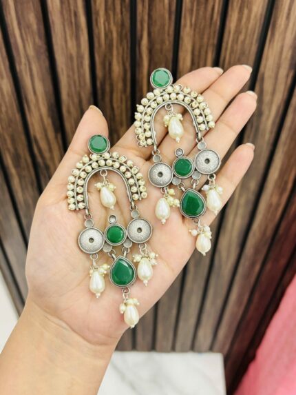 Aparna brass earrings Green