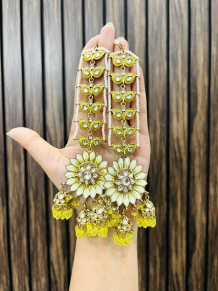 Flower with Sahara chain earrings Lemon