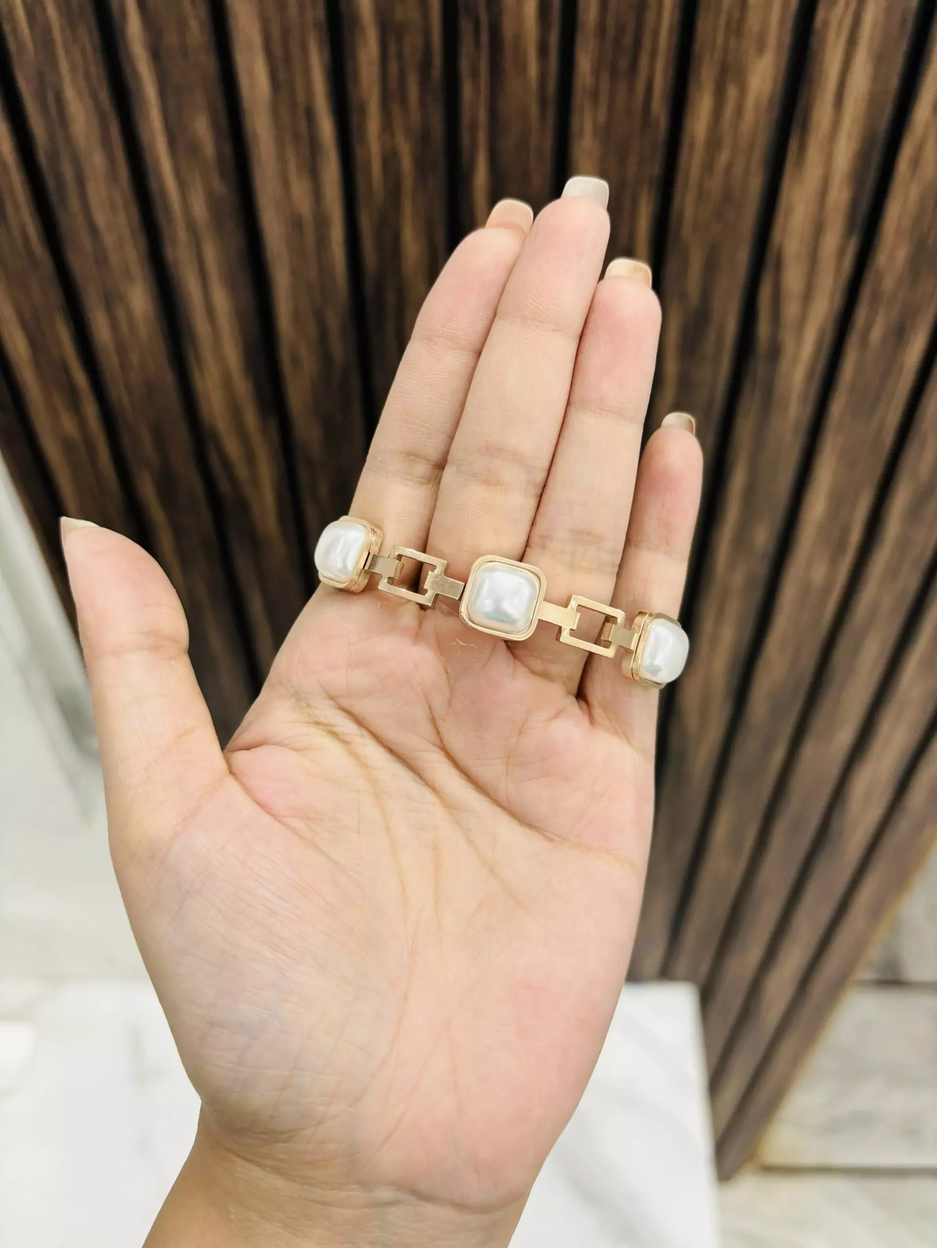 Square pearl anti tarnish bracelet