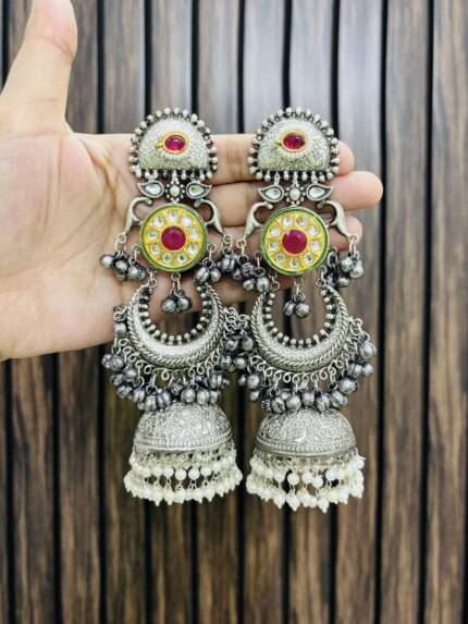 Double brass jhumka Silver