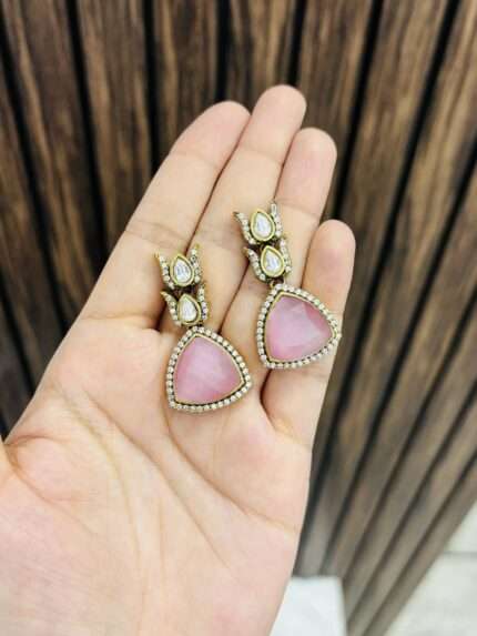 Ad polki earrings pink