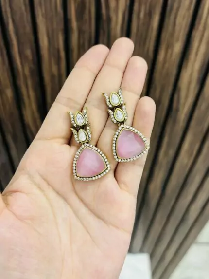 Ad polki earrings pink